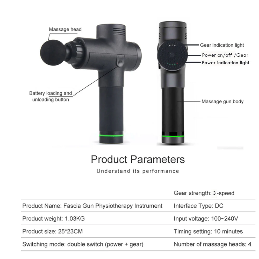 High Quality Muscle Massage Gun with 4 Heads - Image 4